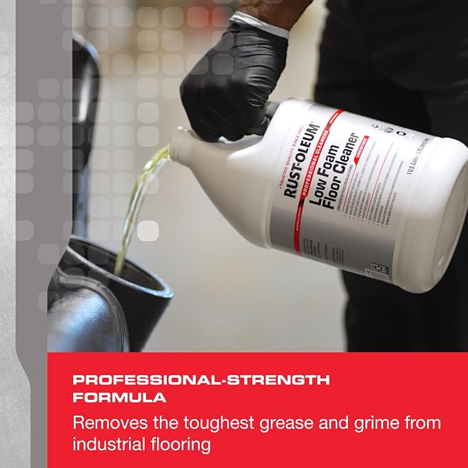 Rust-Oleum Professional Cleaners Low Foam Floor Cleaner | 1 Gallon (128 oz) | Professional Strength Concentrate | Lemon Scent | 4 Pack
