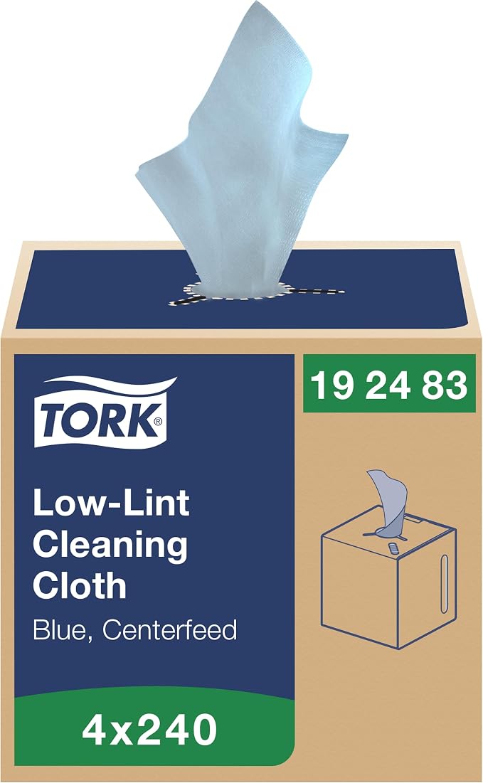 Tork Low-Lint Cleaning Cloth Blue, Centerfeed Box, 4 x 240 Cloths, 192483