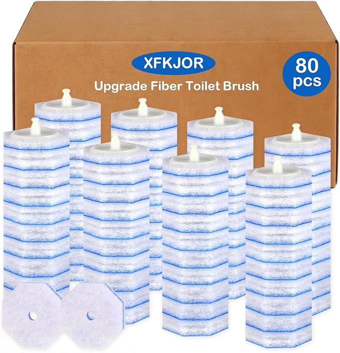 80 Count Toilet Wand Refills for Clorox Toilet Wand - 5X Cleaning Power Toilet Bowl Cleaners with Fresh Fragrance, Upgrade 3-Layer Thickened Toilet Brush, No Falling Apart | 360° Efficient Cleaning