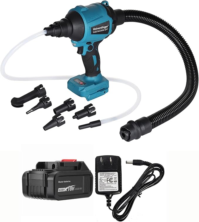 Heimerdinger High Volume Compressed Air Duster with 4.0Ah Battery and Charger Set, 3 in 1 Cordless Compressed Air Blower & Vacuum，Reusable Replacement for Canned Air