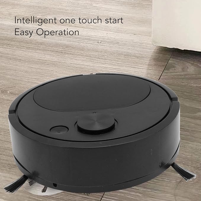 Fdit Robot Vacuum Cleaner, Mini Automatic Avoidance USB Charging Smart Sweeping Robot for Wooden Flooring for Carpet (Black) | ABS design with 4W power, 300mAh battery, capture dust and pet hair on tile and marble.