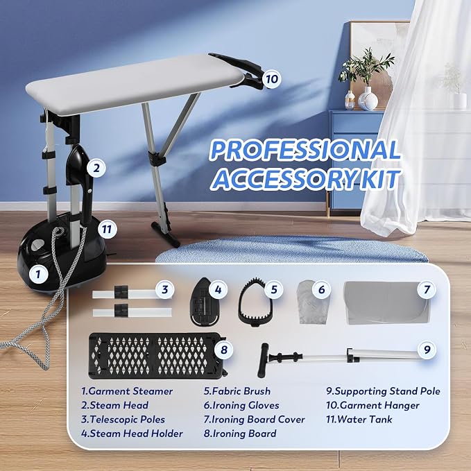 1950W Commercial Standing Garment Steamer for Clothes, 3-in-1 with Dry Ironing Mode, 3 Steam Levels, Rapid Heats in 25s for 80min Steam, 2L Tank, Self-Cleaning & Triple Safety Protection