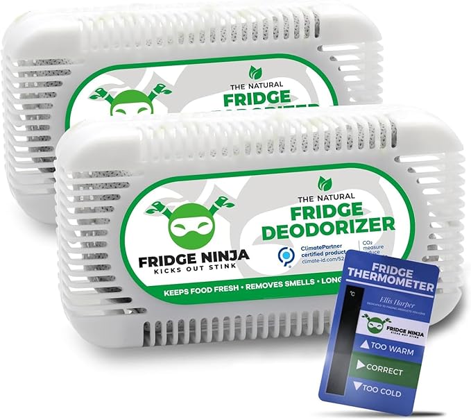 Earth Ninja Fresh Home Bundle – Fridge Ninja (2 Pack) + Shoe Ninja (2 Pack) – Natural Activated Charcoal Odor Eliminators – Long-Lasting, Reusable Deodorizers for Fridge, Shoes, Gym Bags & More