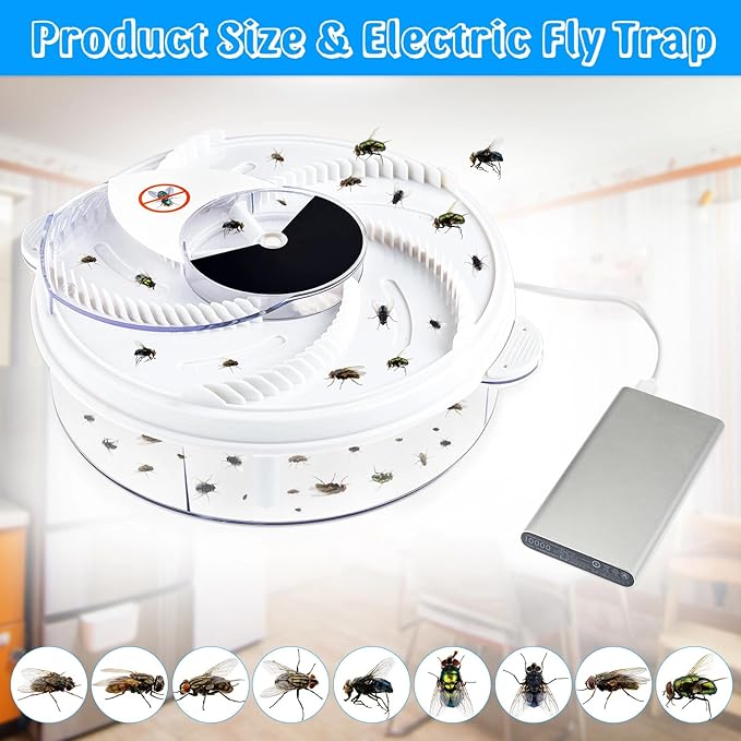 Electric 2 Pcs Fly Trap Pest Device Gnat Flying Insect Automatic Indoor Catcher Control Traps Reject Repellents Tools for Ranch, Garden