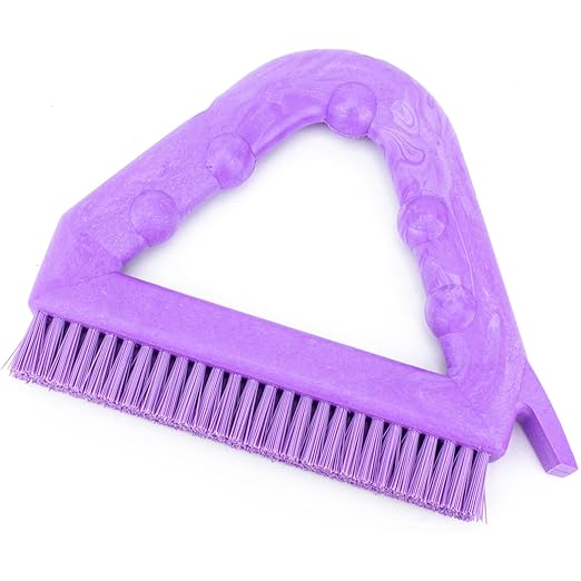 SPARTA Plastic Commercial Grout Brush, Triangle-Shaped Scrub Brush with Scraper and Two Threaded Holes for Attaching Handle (Sold Separately), 9 x 7 x 7 Inches, Purple, (Pack of 4)