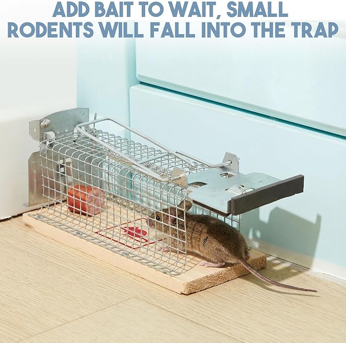 12 Pack Small Humane Mouse Trap, 6 x 2.4 x 2.8 Inch, No Kill, Catch and Release, Reusable Live Mouse Trap, Indoor Outdoor Rat Cage for Small Live Rodent Chipmunk Squirrel Mole Safe Control