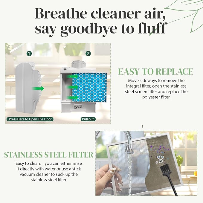 3-in-1 Indoor Dryer Vent Kit with 6 Polyester Filters, Stainless Steel Screen & Water Drawer System, Upgrade Safety Vent Flap for Electric Clothes Dryers