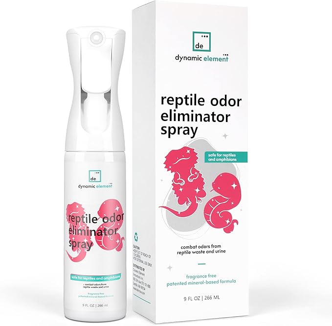 Reptile Tank Odor Eliminator Spray – Unscented Natural Mineral Formula - Remove Waste Smells in Bearded Dragon and Turtle Tanks - 9 Fl Oz