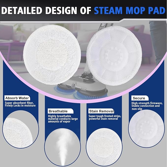 4 Pack Brush for Shark Steam Mop S7000 S7001 S7020 S7005 S8021 S8001 Replacement Brush Heads with Nylon Bristles and Scrub Pad Abrasive Polishing Pad (2 Blue+2 White)
