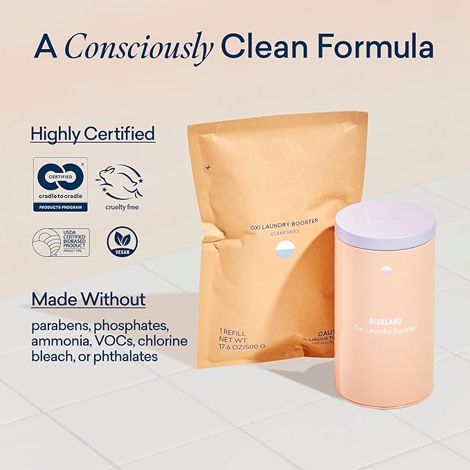 BLUELAND Complete Laundry Starter Set | Laundry Detergent Tablet Set | Oxi Booster Powder Set | Plastic-Free & Eco Friendly | Natural, Gentle, Plant Based