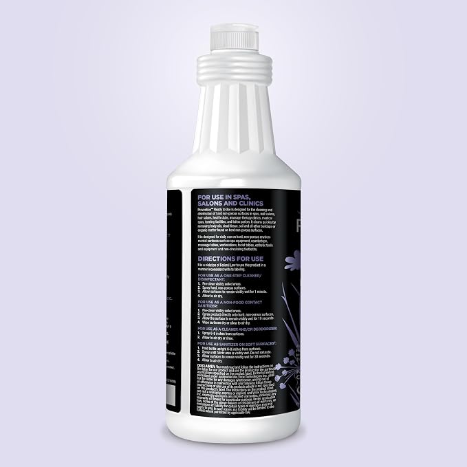 Prevention Ready-To-Use Disinfecting Cleaner – Hospital Grade Disinfectant Spray Solution for Salons, Spas, Clinics, Surfaces – Sanitizing Solution & Two Reusable Sprayers – 32oz Bottle (6 Pack)