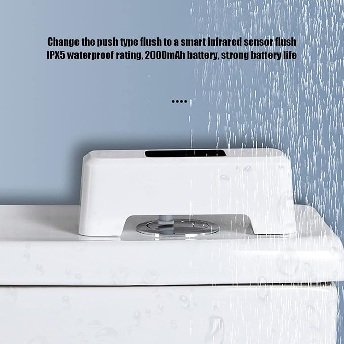 CHICIRIS Automatic Toilet Flusher, Smart Toilet Flush Sensor, Hands-Free, Motion Activated, USB Rechargeable, Battery-Free Design, White Toilet Flush Kit for Home, Office, Public Restrooms
