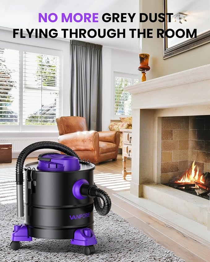 Ash Vacuum + One More Filter Bag & Hepa Filter & Metal Hose