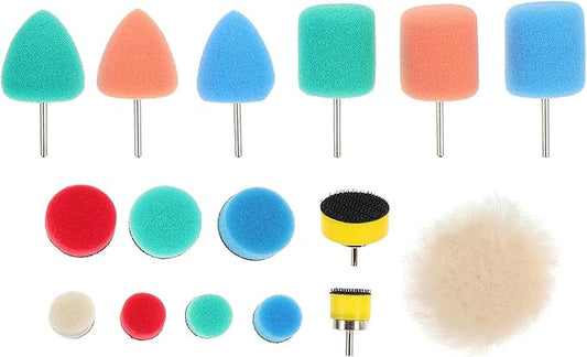 SUPVOX 16 Pcs Polishing Sponge Polishing for Wheels Professional Glass Polishing Buffing Wheel Foam Car Buffing Pad Drill Polishing Pad Buffing Mop Kit Stainless Steel Depth Tire