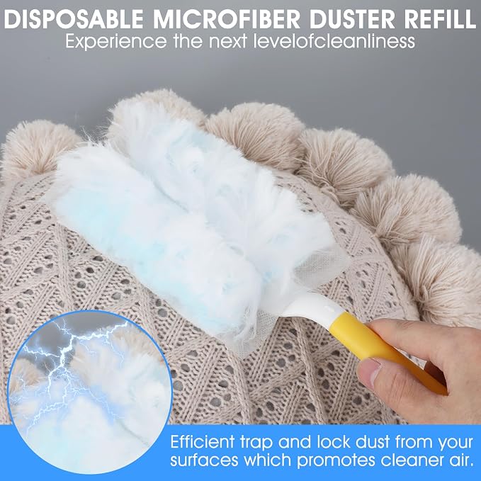 120 Pcs Duster Refills, Electrostatic Disposable Dusters Refills Compatible with Duster, Bulk Heavy Duty Dusters Refill for Blinds Ceiling Fans Furniture Multi-Surface Dusting, Unscented
