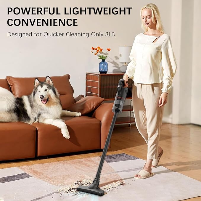 KEROMEE Cordless Vacuum Cleaner Lightweight Hand-held Stick Vacuum Small Vacuum for Hard Floor Car Pet Hair BW118