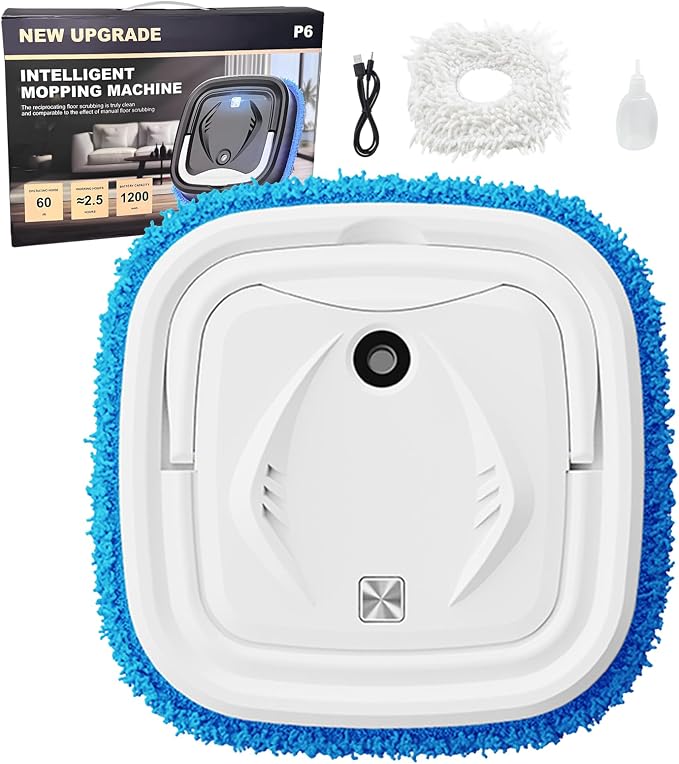 Automatic Robot Mop,Dual Use of Dry and Wet,Spray Function,Rechargeable Low Noise Intelligent Mopping Machine,Suitable for Bedrooms,Kitchens,Living Rooms(White)