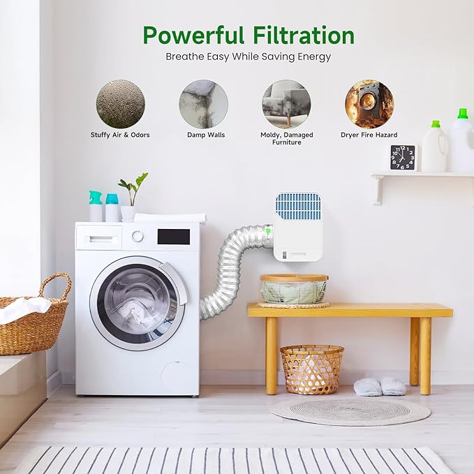 LuckIn 3-in-1 Indoor Dryer Vent Kit for Electric Dryer, Dryer Vent Cleaner Kit with Polyester Filter, 9.8ft Vent Hose and Water Drawer System, Dryer Vent Connector Kit for Apartments, Homes, and RV