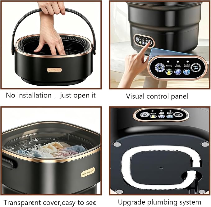 20L Mini Portable Washing Machine,Foldable Portable Washer Mini Lavadora Portatil for Apartment,RV,Camping,Travel – Wash Baby Clothes, Underwear,Bra Separately to Keep Clean and Healthy