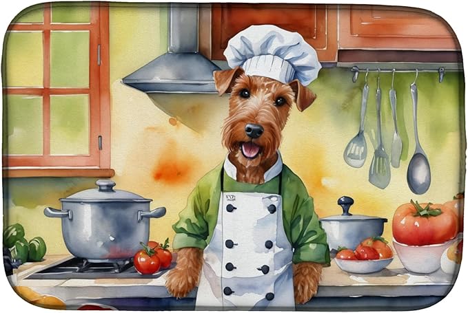 Caroline's Treasures DAC6267DDM Irish Terrier The Chef Dish Drying Mat Absorbent Dish Drying Mat Pad for Kitchen Counter Dish Drainer Mat for Countertop, 14 x 21", Multicolor