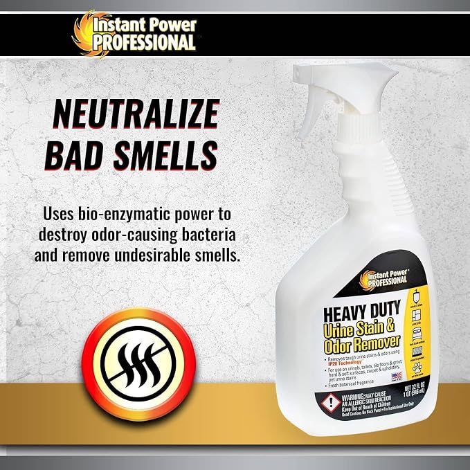 Instant Power Heavy Duty Urine Stain and Odor Remover, Stain and Smell Remover, 32 Fl. Oz.
