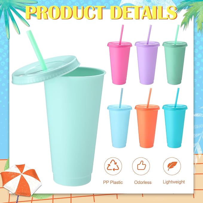 Honeydak 30 Pack Tumbler with Straw and Lid Bulk Cups for Gifts Water Bottle Iced Coffee Travel Mug Cup Reusable Plastic Tumblers for Party Birthdays 24-27 oz (Macaron Color)