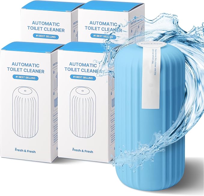 Fresh & Fresh Automatic Toilet Bowl Cleaners (Sky Blue) - 4 Bottles(UPTO 2500 FLUSHES/Bottle), Commercial and Residential Toilet Cleaner 3-4 MONTH Lasting Toilet Bowl Cleaner Bottle