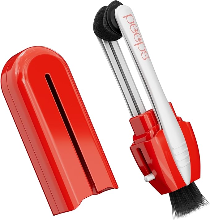 Peeps Glasses Cleaner - for Eyeglasses, Reading Glasses, and More - Lens Cleaner with Carbon Microfiber Tech-Injected Red-1 Count (Pack of 1)