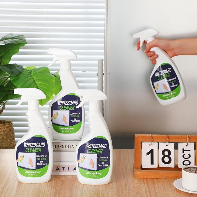 Fuyoooo 4 Pack Whiteboard Cleaner Spray 17 Fl oz Dry Erase Board Cleaning Spray Removes Stubborn Marks from Chalkboard for Classroom Chalkboard Home Office