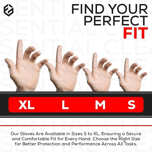 FIRST GLOVE 6 Mil Essential Clear Vinyl Disposable Gloves - Hand Gloves for Food Handling & Cleaning, Multipurpose Use - Disposable Glove with Enhanced Grip, Hand Protection & Latex-Free -Small,1000ct