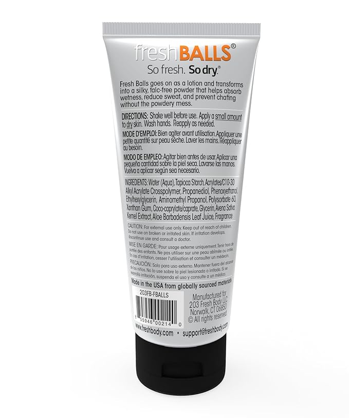 Fresh Body FB Balls Cream and Fresh Feet Foot Spray Bundle - Anti-Chafing Deodorant Lotion for Men and Odor Fighting Foot Spray with Essential Oils, 3.4 oz & 4 oz