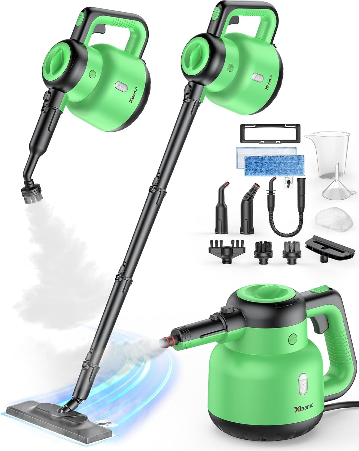 Steam Mop - Detachable Handheld Steam Cleaner & Floor Steamer with 12 Accessories, Multi-Purpose Powerful Steamer for Home Cleaning, Floors, Windows, Furniture, Tiles & Grout