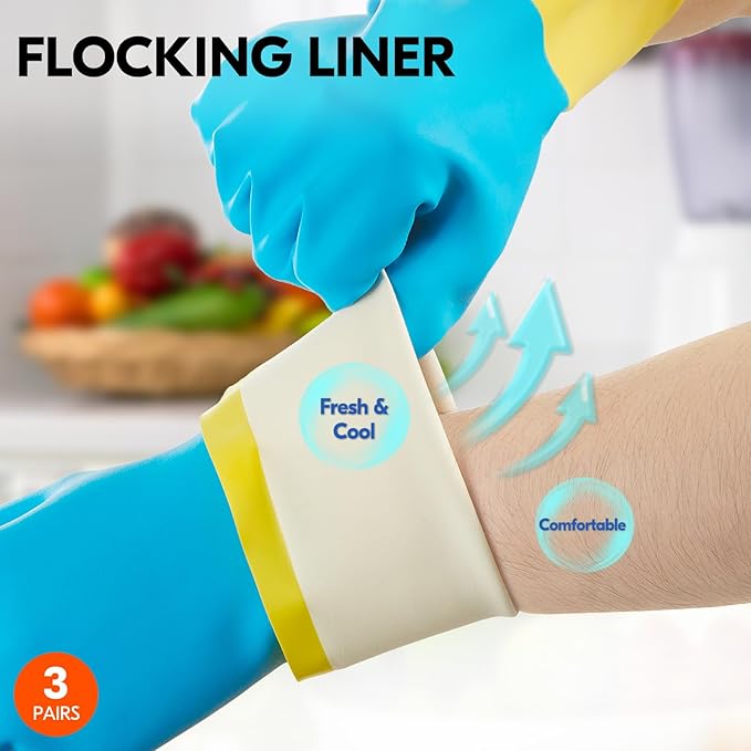 Vgo... Cleaning Gloves,Dishwashing,Kitchen,Heavy Duty,Reusable