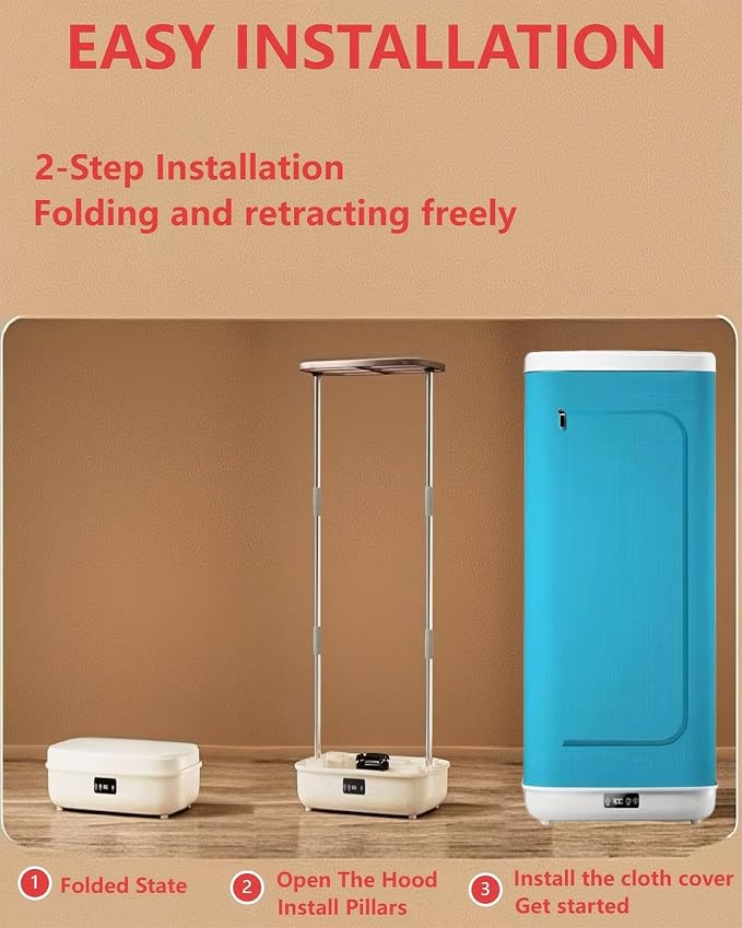 Portable Clothes Dryer with Remote Control, Foldable Mini Dry Cabinet, Fast Drying & Quiet Operation, Suitable for Small Spaces, Apartments, RVs, Dormitories and Travel