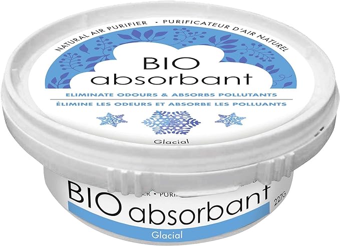 ATTITUDE Bio Absorbant Air Purifier with Activated Carbon, Plant- and Mineral-Based, Absorbs Odors, Vegan, Glacial, 8 Ounces