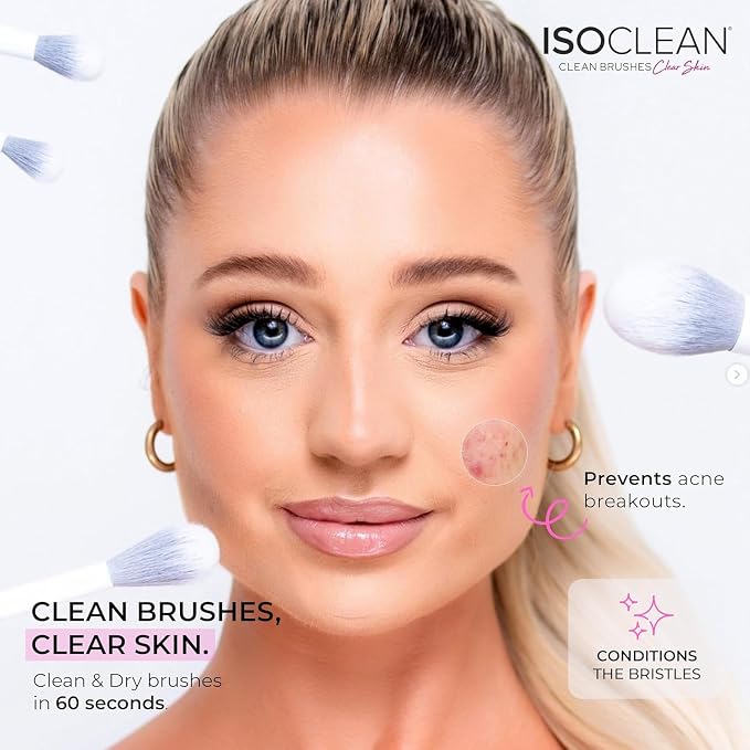 ISOCLEAN Makeup Brush Cleaner – Gentle Daily Use Solution, Reduces Product Buildup, Improves Application, Easy Clean Brush Cleaning Solution & Sponge Cleaner - Spray Top, 18 fl oz