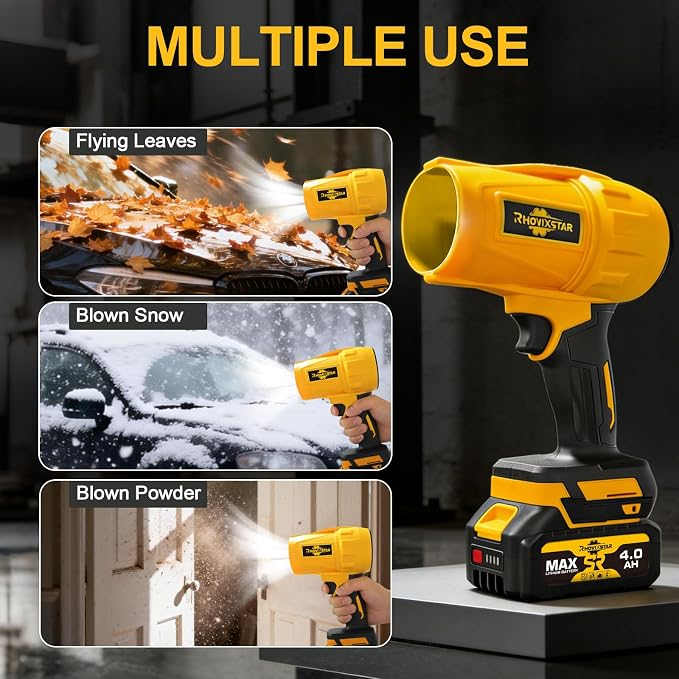 Leaf Blower 1000G, 20V Electric Leaf Blower with Powerful Airflow, for Patio Cleaning, Garage Duster & Car Dryer, with 2X 4Ah Batteries