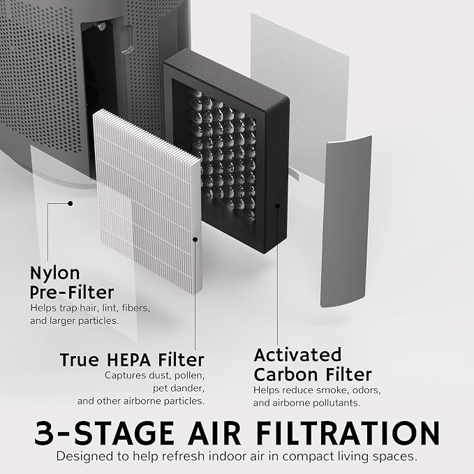 Airthereal Zephyr AZH200 Air Purifier and Dehumidifier Combo, 34 oz Small Dehumidifier with HEPA Filter, Up to 270 Sq Ft, Auto Shutoff, Ultra-Quiet for Bedroom, Bathroom, RV, Closet