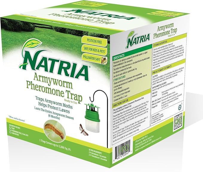 NATRIA Armyworm Pheromone Trap, Ready-to-Use, (1-Pack) with BioAdvanced 12 Month Tree and Shrub Protect and Feed for Insects, Granules, 10 lb
