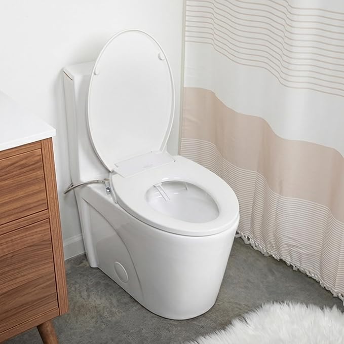 Elongated Bidet Toilet Seat – Non-Electric, Hygienic Fresh Water bidet, Adjustable water Pressure, Self-Cleaning Dual Nozzles (Rear & feminine wash) – Brass Inlet, Quiet-Close, Easy Install