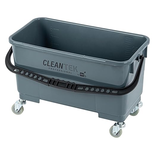 Restaurantware-Clean Tek Professional 25 Quart Cleaning Bucket, 1 Bucket With Wheels - Heavy-Duty, Comfortable Handle, Gray Plastic Pail, Portable, For Restaurant, Home, School, Office, And More