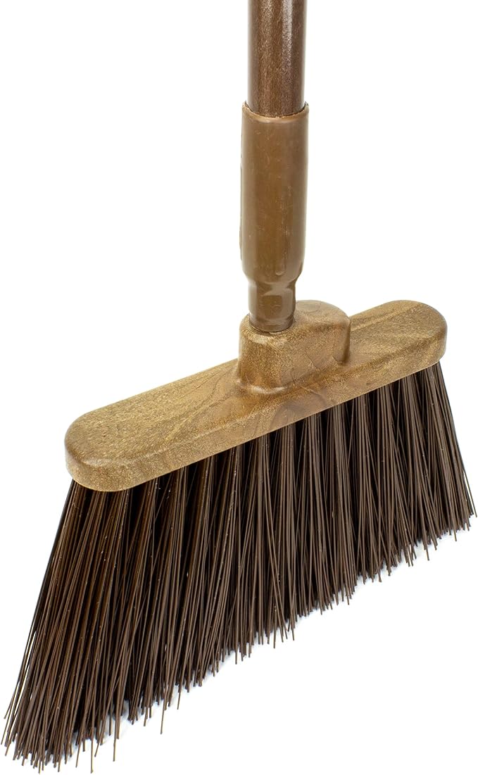SPARTA 41083EC01 Plastic Color Coded Broom, Unflagged Bristles, Long Broom With Angled Head For Small Debris Cleaning, 56 Inches, Brown, (Pack of 12)