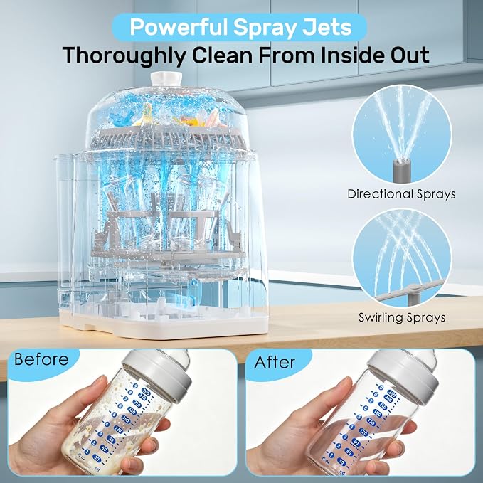 Bottle Washer Pro, All-in-One Baby Bottle Washer and Sterilizer & Dryer with 60 Detergent Tablets, Cleaning Machine for Bottles, Pump Parts & Baby Essentials, Deep Cleaning, Replaces Hand Washing