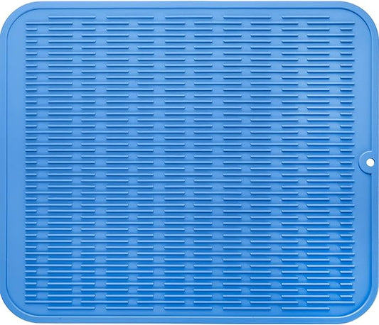 MicoYang Silicone Dish Drying Mat for Multiple Usage,Easy clean,Eco-friendly,Heat-resistant Silicone Mat for Kitchen Counter or Sink,Refrigerator or Drawer Liner Lichen BlueL XL 18 inches x 16 inches