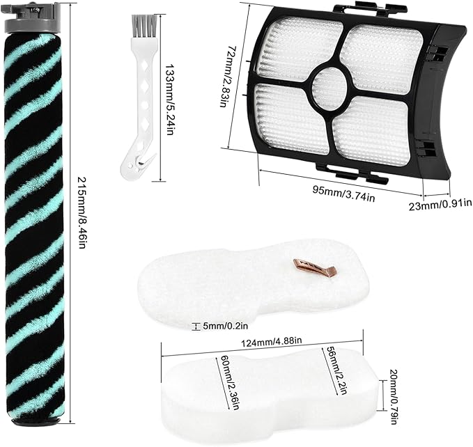 8Pcs HZ4002 Replacement Filter Compatible with Shark HZ4000 HZ4002 Corded Stick Vacuum Cleaner, 2 HEPA Filters, 4 Foam & Felt Filters, 1 Roller Brush, 1 Cleaning Brush