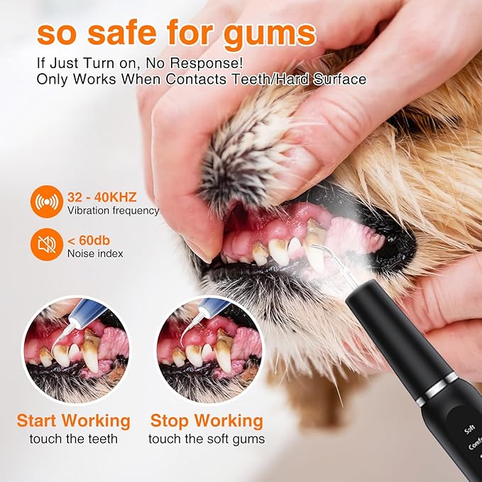 TroisAmis Dog Ultrasonic Plaque Remover for Teeth, Tooth Scaler for Dogs, Dog Teeth Cleaning Kit - Teeth Cleaner with LED Light，Canident Dog Tartar Remover, Electronic Dog Toothbrush, Protect Gums