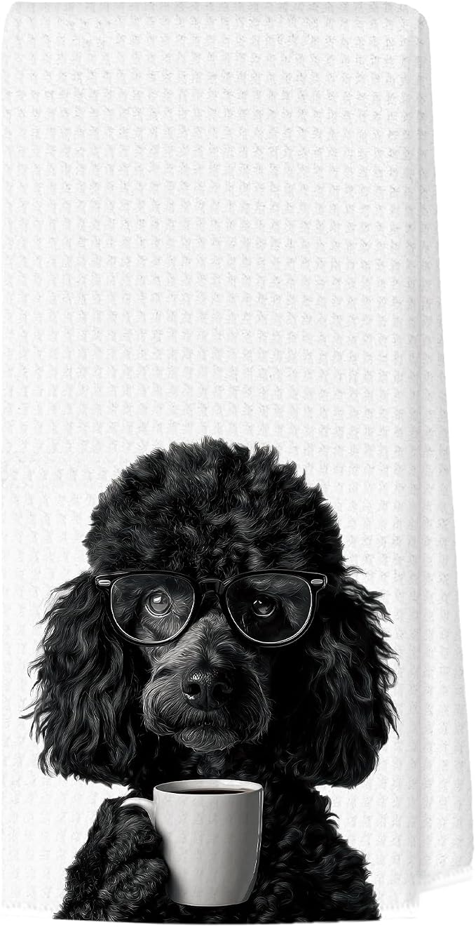 Funny Labradoodle Kitchen Towels, Dog Kitchen Accessories, Dog Chef Gifts for Women Decorative Hand Towels for Kitchen Decor, Coffee Lovers Gifts Dish Tea Towel, 16x24 Inch
