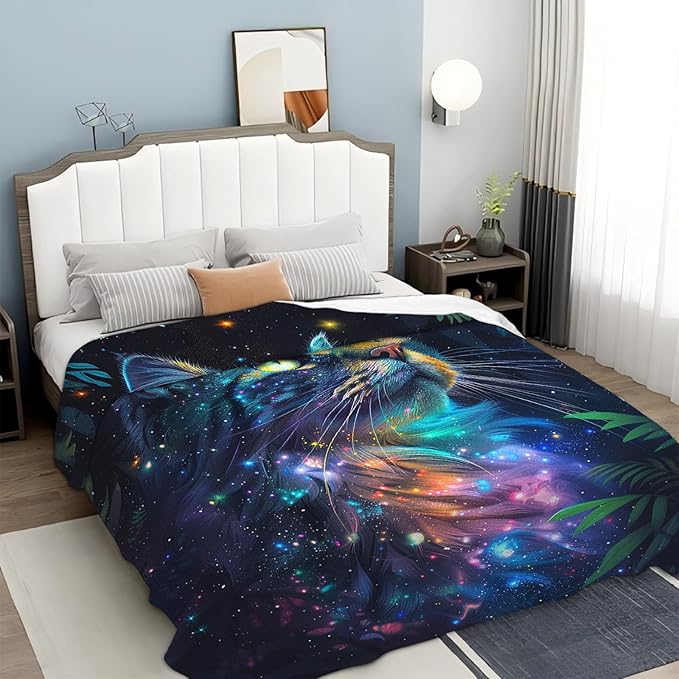 Tijuboni Cat Throw Blanket Cat Gifts for Girls Boys Women Men Kids Adults Soft Flannel Fleece Blanket for Couch Sofa Bed Home Decor 50"x60"