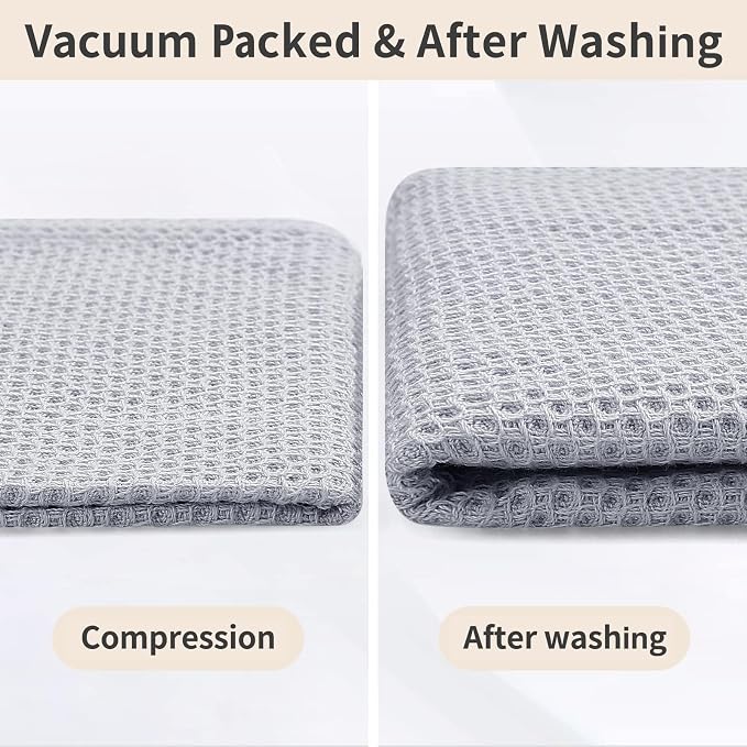 Homaxy 100% Cotton Kitchen Towels and Dishcloths Set, 12 x 12 Inches and 13 x 28 Inches, Set of 12 Bulk Kitchen Towels Set, Ultra Soft Absorbent Dish Cloths for Washing Dishes, Light Gray