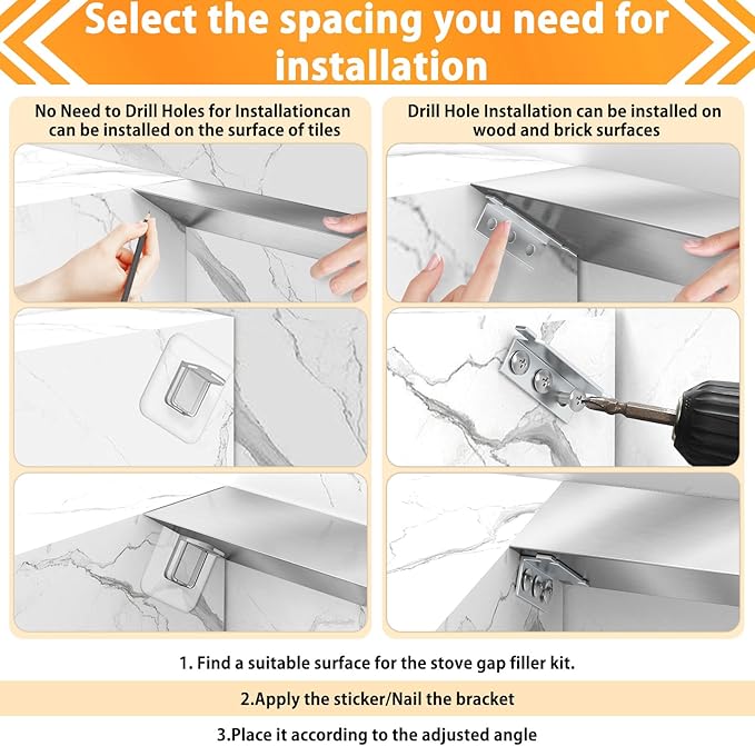 30" Slide-in Range Rear Filler Kit W10113901A, Stove Gap Universal Triangular Filler Strip, Top Trim Kit Between Stove and Wall for Whirlpool & Most Brand, Aluminum Gap Cover Silver